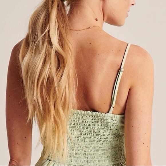 Abercrombie & Fitch Green Polka Dot Tie Front Mini Dress Sundress Strappy Sz XL - Picture 3 of 9